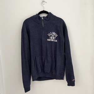 League Illinois Fighting Illini Fleece Navy Blue Quarter Zip Sweatshirt